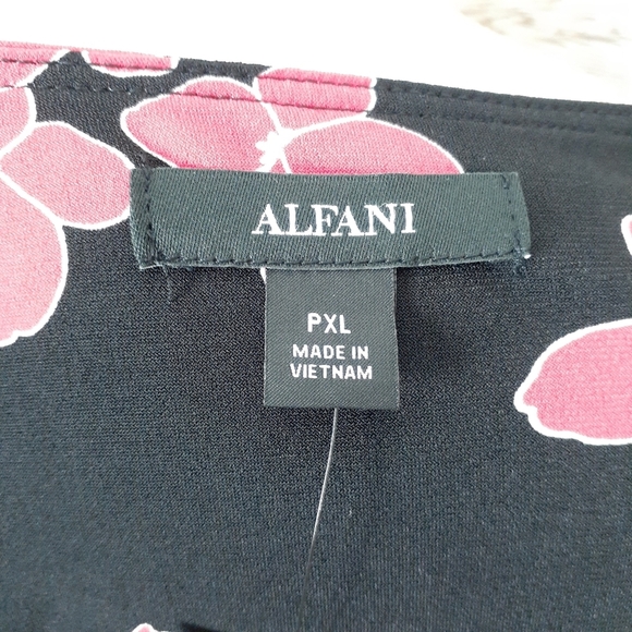 Alfani Blouse PXL Floral Side Tie Black Pink 597 - Picture 5 of 7